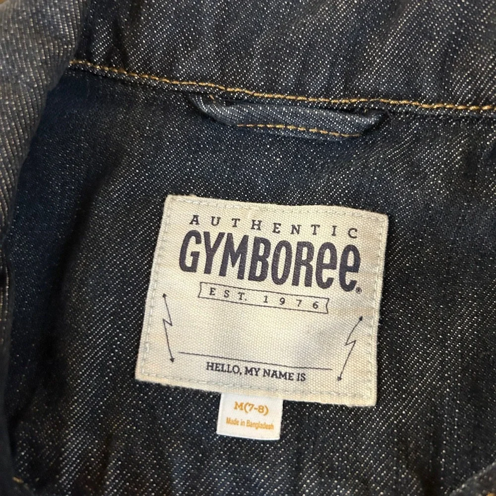 Gymboree Denim Jacket Skull Accent Button Front Dark Wash Blue Youth‎ Medium